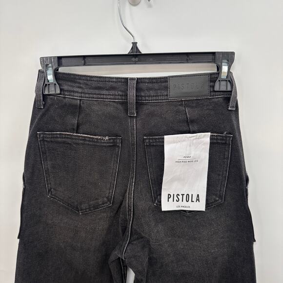 PISTOLA NWT Penny Utility High Rise Wide Leg Black Denim in Collins // 24 - Picture 11 of 16